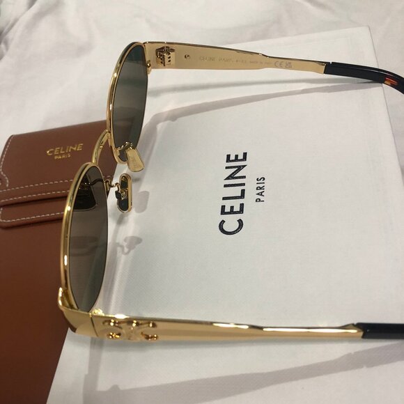 Celine Triomphe Gold Metal Oval Sunglasses - Picture 5 of 6